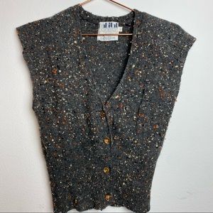 Habitat Clothing Marled Wool Button Front Boho cottage Core Sweater Vest Large